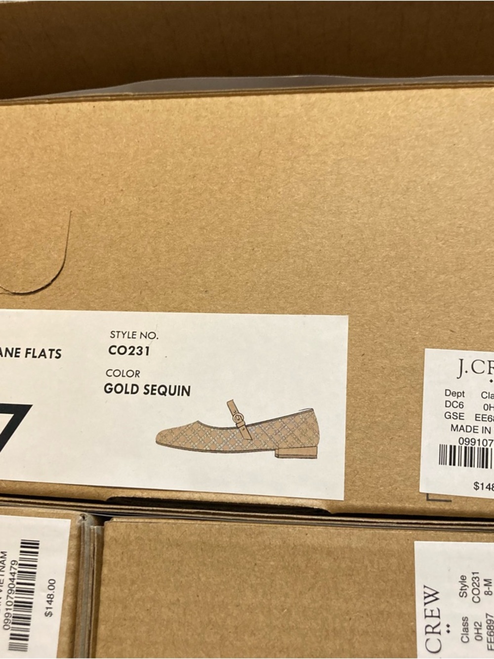 J. Crew Beige and Gold sequin Women's Flats 7 - Picture 8 of 8
